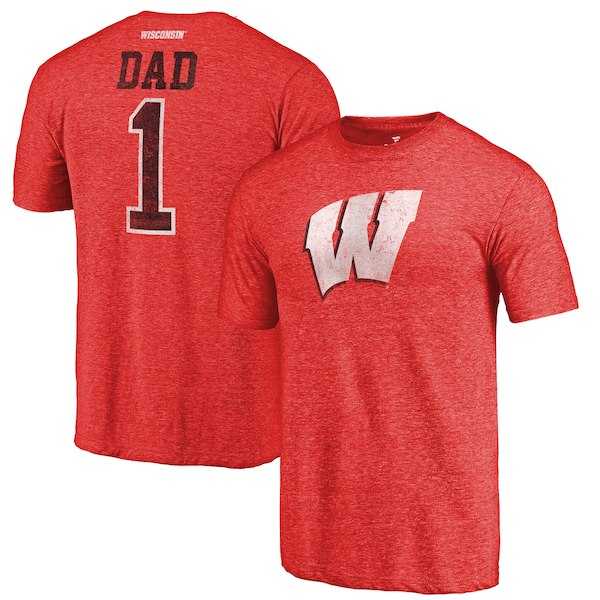 Wisconsin Badgers Fanatics Branded Red Greatest Dad Tri Blend T-Shirt,We sell and wholesale Wisconsin Badgers Fanatics Branded Red Greatest Dad Tri Blend T-Shirt on line form chian!